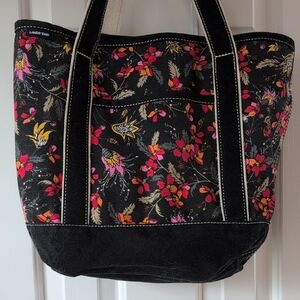 Lands' End Black Vibrant Colored Floral Tote